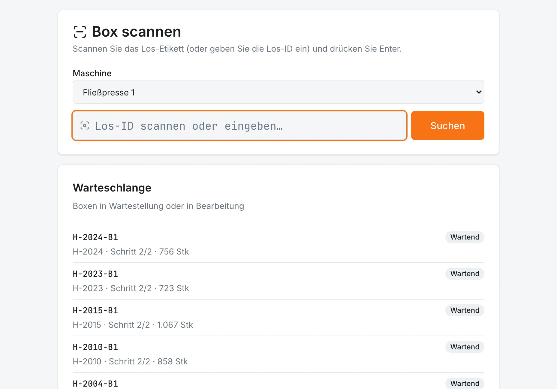 Werkspur Scan-Terminal für Bediener